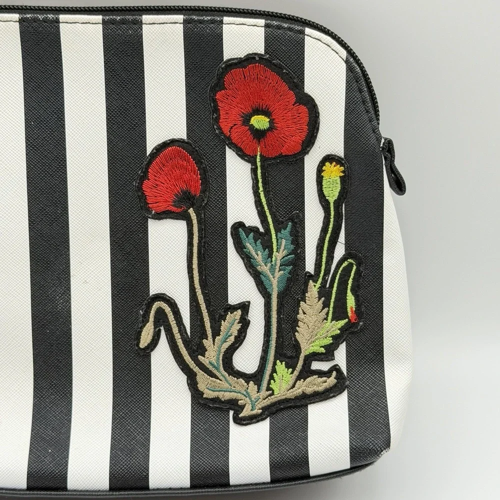 Travel Makeup Bag‎ Zip Cosmetic Pouch Striped Embroidered Floral Nordstrom